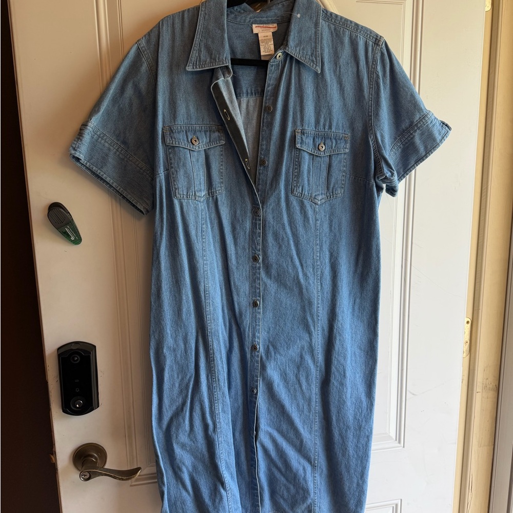 Liz Claiborne Light Blue Denim Button-Front Shirt Dress